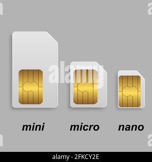 SIM-Kartentypen für Mobiltelefone, die in der Vektorvorlage für das festgelegt sind Design Stock Vektor