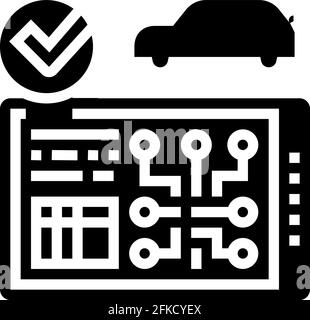 Test Computer elektronische System Auto Glyphe Symbol Vektor Illustration Stock Vektor