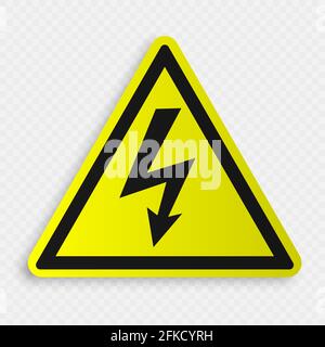 Hochspannungs-Schild. Gefahrensymbol. Schwarzer Pfeil isoliert. Vorlage für Warnsymbole für Ihr Design Stock Vektor