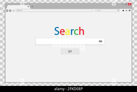 Browserfenster auf transparentem Hintergrund. Browser-Suche. vektordarstellung. Vorlage für Ihr Design Stock Vektor