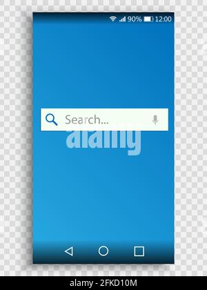 Bildschirm des Smartphones mit Suchleiste, Suchmaschine Vorlage für Ihr Design Stock Vektor