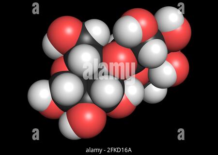 Laktose-Milch-Zucker Disaccharid-Molekül 3D rendern chemische Struktur Stockfoto