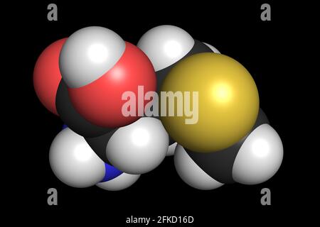 L-Methionin Aminosäuremolekül 3D rendern chemische Struktur Stockfoto