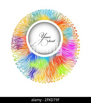 Runder Rahmen aus Regenbogenlinien. Vektorgrafik Stock Vektor