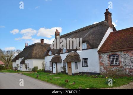 Reethäuser im Dorf Tarrant Monkton, Dorset Stockfoto