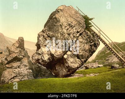 Der Bowder Stone im Lake District, Cumbria um 1890-1900 Stockfoto