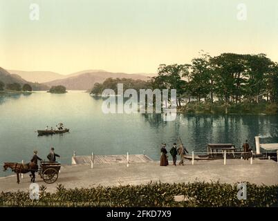 Bowness vom Ferry Hotel im Lake District, Cumbria um 1890-1900 Stockfoto