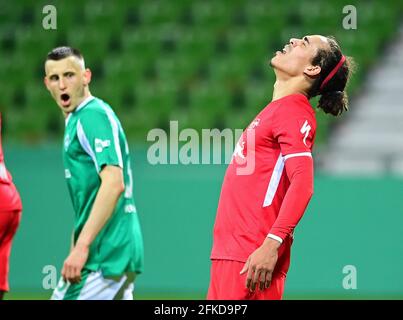 Bremen, Deutschland. 30. Apr 2021. firo: DFB-Cup-Halbfinale 04/30/2021 SV Werder Bremen - RB Leipzig Yussuf Poulsen (Leipzig) Quelle: dpa/Alamy Live News Stockfoto