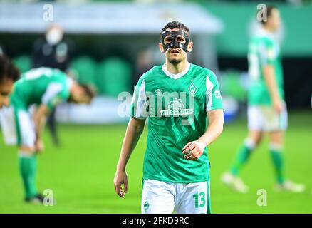 Bremen, Deutschland. 30. Apr 2021. firo: DFB-Pokal-Halbfinale 04/30/2021 SV Werder Bremen - RB Leipzig Milos Veljkovic (Bremen) Quelle: dpa/Alamy Live News Stockfoto