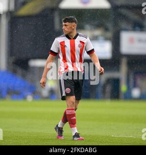 Ipswich, Manchester, Großbritannien. April 2021. Sheffield Uniteds Francis Maguire während des Finales des FA Youth Cup Quarter zwischen Ipswich Town und Sheffield United in der Portman Road, Ipswich, am Freitag, den 30. April 2021. (Kredit: Ben Pooley) Kredit: MI Nachrichten & Sport /Alamy Live Nachrichten Stockfoto