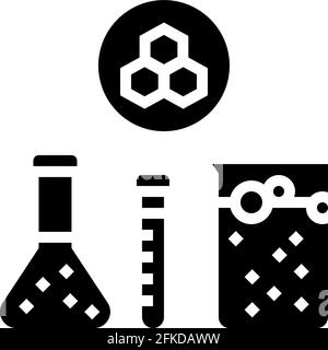 Chemisches Substrat pharmazeutische Produktion Glyphen Symbol Vektor Illustration Stock Vektor