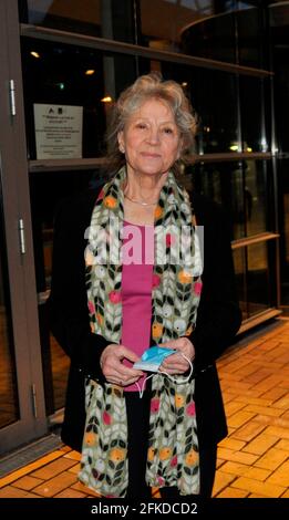 Antje Hagen bei der Ankunft zur TV-Aufzeichnung der Talkshow 'Riverboat' im Studio 3 der Media City Leipzig. Leipzig, 30.04.2021 Stockfoto