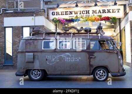 VOLKSWAGEN VAN Park in Greenwich Market, cutty sark, London Stockfoto