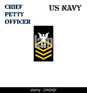 Realistische Vektor-Ikone des Armbands Chevron des Chief Petty Officer der US Navy. Stock Vektor