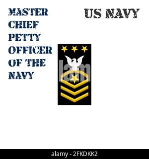 Realistische Vektor-Ikone des Armbands Chevron des Master Chief Petty Officer der Navy der US Navy. Stock Vektor