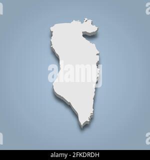 isometrische 3D-Karte der Insel Bahrain ist eine Insel im Persischen Golf, isolierte Vektordarstellung Stock Vektor