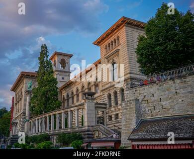 -Palais de Rumine- in Lausanne, Schweiz, Renaissance-Palast aus dem 19. Jahrhundert, mit der Kantons- und Universitätsbibliothek und mehreren Museen. Hochwertige Fotos Stockfoto