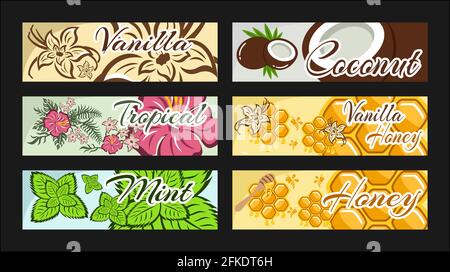 Set mit horizontalen Blumenbannern Stock Vektor