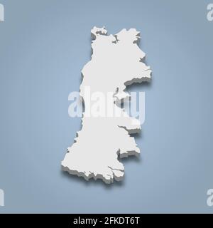 isometrische 3D-Karte von Chiloe ist eine Insel in Chile, isolierte Vektordarstellung Stock Vektor