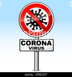 Vektordarstellung des Corona-Virus-Straßenschildes Stock Vektor