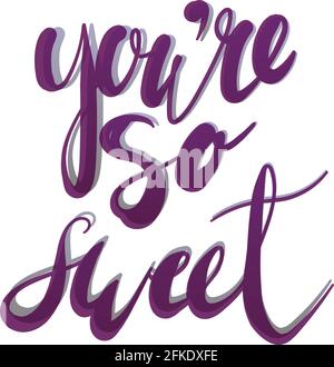 Sie sind so süß. Typografie-Design mit Cartoon Erdbeere Illustration für Valentinstag Karte Design. Stock Vektor