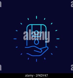 Symbol für Händedesinfektionsmittel, antiseptische Dispenser Stock Vektor