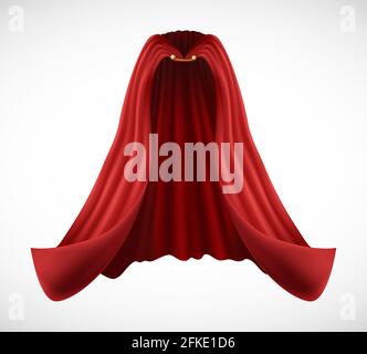 realistisches 3d-Vektor-rotes Cape, isoliert auf weißem Hintergrund. Stock Vektor