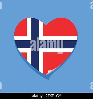 Ich liebe Norwegen Flagge Herz Vektor Illustration Stock Vektor
