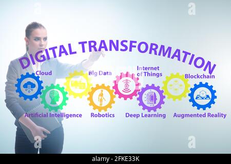 Geschäftsmann im Konzept der digitalen Transformation Stockfoto