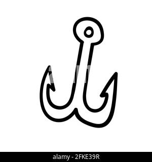 Angelhaken-Symbol oder Anker isoliert Vektor-Doodle Stock Vektor