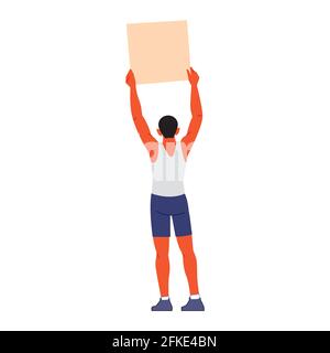 Eine Rückansicht von Menschen, die Plakate und Plakate über einen globalen Streik für den Klimawandel oder einen Streikposten gegen Menschenrechtsverletzungen halten. Zeichentrickfilm Stock Vektor