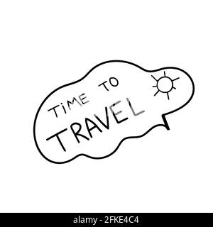 Time to Travel Doodle Lettering Poster-Vektor Stock Vektor