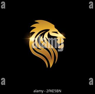 Ein Vektor Illustration von Golden Lion Head Vector Sign in Schwarzer Hintergrund mit goldenem Glanz-Effekt Stock Vektor