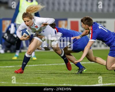 Abigail Dow von England beim Frauen Rugby Union Test Match zwischen Frankreich und England am 30. April 2021 im Le Stadium in Villeneuve-d'Ascq, Frankreich - Photo Loic Baratoux / DPPI Stockfoto