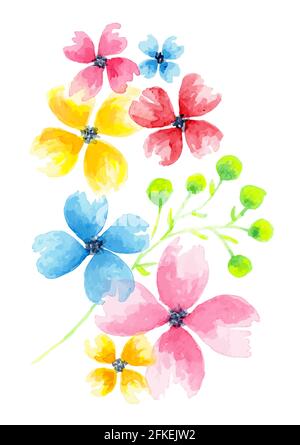 Aquarell Blume Zusammensetzung isoliert auf weißem Hintergrund. Vektor eps 10 Stock Vektor