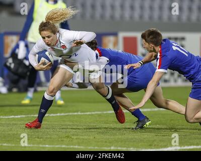 Abigail Dow von England beim Frauen Rugby Union Test Match zwischen Frankreich und England am 30. April 2021 im Le Stadium in Villeneuve-d'Ascq, Frankreich - Photo Loic Baratoux / DPPI / LiveMedia Stockfoto