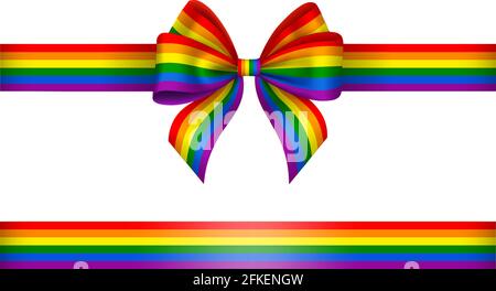 Schleife und Band mit Regenbogenfarben. Stolz Day Bogen Stock Vektor