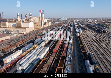 Dearborn, Michigan - der CSX Rougemere-Bahnhof neben dem Ford Rouge Complex. Stockfoto