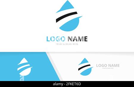 Kreative blaue Wasserlogo-Kombination. Vektoröl-Logo-Design-Vorlage. Stock Vektor