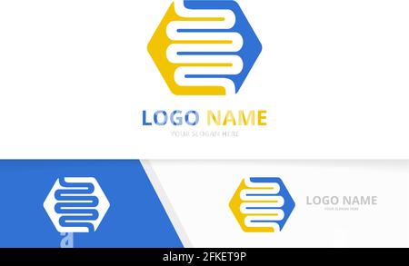 Design-Vorlage für gesunde Verdauung. Logo-Kombination des Dickdarms. Stock Vektor