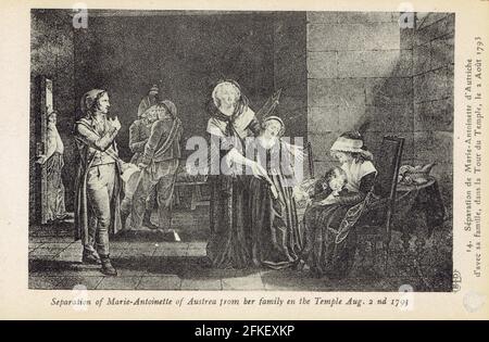 Séparation de Marie Antoinette d'avec sa famille au Temple le 2 août 1793 Stockfoto