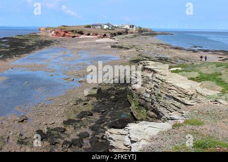 Blick auf hilbre Island aus dem Mittleren Auge, Dee Estuary, Wirral, Großbritannien Stockfoto