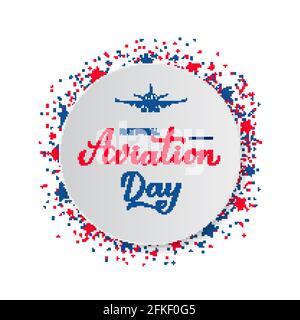 National Aviation Day Kalligraphie Handschriftzug und Flugzeug auf weißem Papierteller. Urlaub in den USA am 19. August gefeiert. Vektorvorlage für Banner, t Stock Vektor