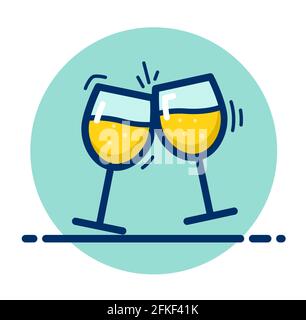 Vektor-Illustration von Champagner Gläser Farbe Symbol Stock Vektor