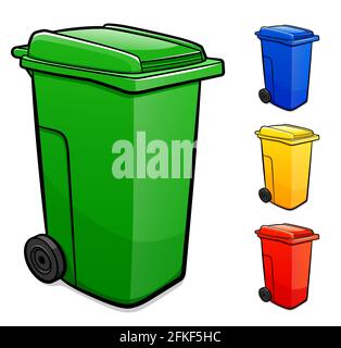 Vektor-Illustration von Recycling bin Set Karikatur Stock Vektor