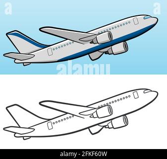 Vektor-Illustration: Flugzeug fliegt in den Himmel Stock Vektor