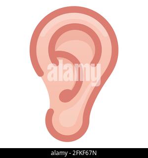 Symbolvektor für flache Illustrationen des menschlichen Ohrorgans Stock Vektor