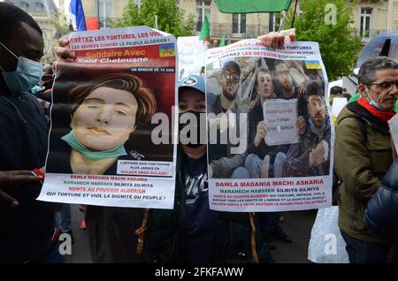 Mai-Parade in Paris, in einem Klima der Spannung von Anfang an. Blackbocks' verhinderte den reibungslosen Ablauf des marsches der Gewerkschaften trotz Polizei Stockfoto