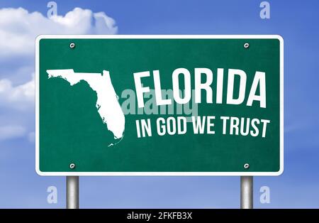 Abbildung des Schilds Florida State - Texas Road Stockfoto