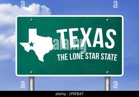 Abbildung des Schilds Texas State - Texas Road Stockfoto